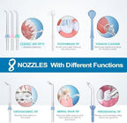 TUREWELL FC162 Water Dental Flosser for Teeth/Braces,10 Pressure Levels, 8 Water Jet Tips for Family, 600ML Electric Water Dental Oral Irrigator for Teeth-Clean (Black)