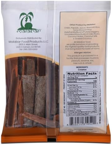 Malabar Desi (Dalchini) Flat Cinnamon 3.5oz (100g) ~ All Natural | Vegan | Gluten Friendly | NON-GMO | Indian Origin