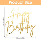 1PCS Gold Happy Birthday Cake Topper, Acrylic Happy Birthday Cake Sign Party Decorations Cupcake Toppers for Anniversary, Bridal Shower, Party Desserts Pastries Supplies