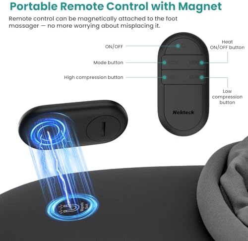 Nekteck Foot Massager with Heat: 2026 Upgraded Remote Control Shiatsu Feet Massager for Plantar Fasciitis, Deep Kneading Therapy Air Compression Massage Tools for Foot Health, Gifts for Men Women