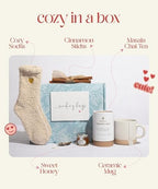 UnboxMe Tea Gift Basket for Women - Valentines Self Care Box with Cozy Socks, Mug, Chai Tea, Honey & Cinnamon, Relaxation Care Package