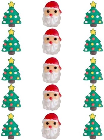 Sentovac 15 Pcs Christmas Icing Decoration Edible Santa Claus Christmas Tree Mix Candy Dessert Sprinkles DIY For Cookie Cake Cupcake Topper Icing Frosting Decoration Supplies