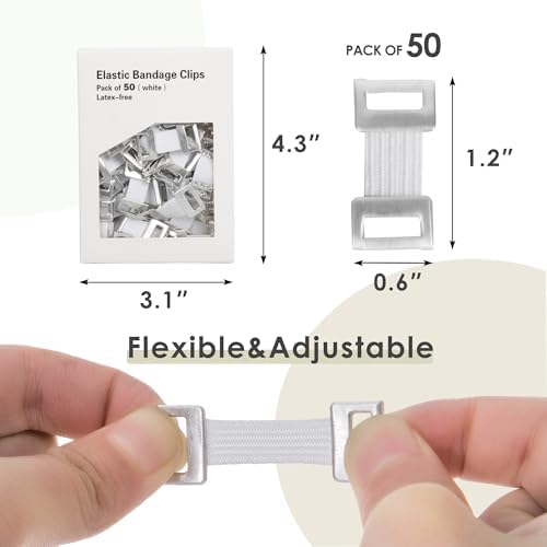 ORIENTOOLS 50-Pack Elastic Bandage Clips, Stretch Bandage Wrap Clips, Durable & Replaceable Metal Clasps for Secure Fastening, Non-Latex, Includes Storage Box, Ideal for Medical and Sports Bandages