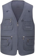 Gihuo Men's Fishing Vest Utility Safari Travel Vest with Pockets Outdoor Work Photo Cargo Fly Summer Vest