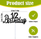 1/2 Birthday Cake Topper - Black Glitter Half Way to One Decoration - 6 Month Baby Shower & Half Birthday Party Supplies