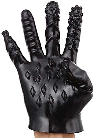 Massage Gloves, 2Pcs Soft Flirting Massage Gloves Men Ribbed Teasing Gloves, Bath Glove Silicone Male Female Massage Tool (Black A+Transparent A)