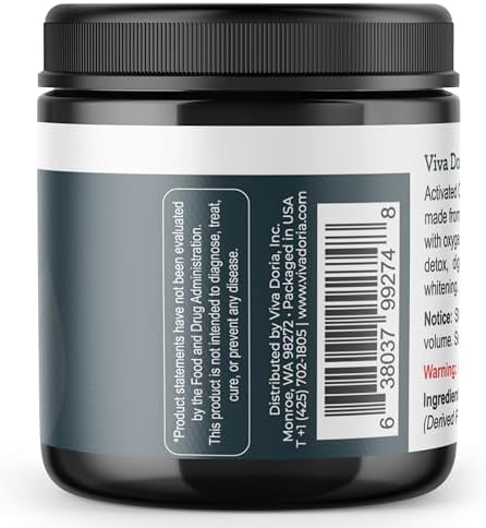 Viva Doria Activated Charcoal Powder, Hardwood Derived, Food Grade, 4 Oz
