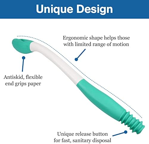 Long Reach Comfort Wipe Toilet Aids Tools, Bottom Wiper, Extends Your Reach Over 15" Grips Toilet Paper or Pre-Moistened Wipes