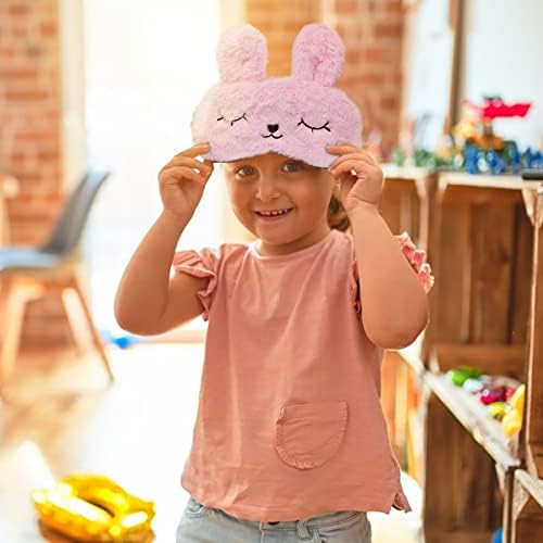 Easter Bunny Sleeping Mask, Soft Plush Rabbit Blindfold Funny Novelty Sleep Mask Eye Cover Eyeshade for Kids Girls Boys Women Men Night Nap Travel Meditation (Pink, Rabbit)
