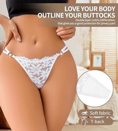 G-String Thongs for Women Sexy Lace T Back Underwear Low Rise No Show Cheeky Panties
