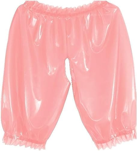 Latex 100% Rubber Sexy Rubber Pink Erotic Boxer Shorts Briefs,Pink,3XL