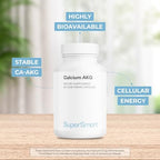 SuperSmart Calcium AKG (Highly Bioavailable) - Calcium Alpha-Ketoglutarate Ca-AKG - Cellular Energy | Gluten Free & Vegan - 60 Vegetarian Capsules