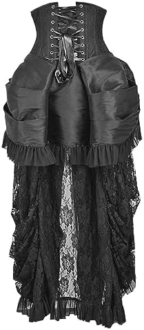 Daisy corsets Women's Daisy Corsets Top Drawer Steel Boned Black Lace Victorian Bustle Underbust Corset Dress