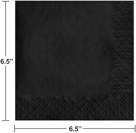 Creative Converting 523260 Luncheon Napkins, 6.5" x 6.5", Black Velvet
