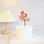 9 Pcs Love Heart Cake Topper Cake Decoration for Valentine's Day Wedding Mother's Day, Acrylic Gold Cupcake Topper Picks Love You Letter Cake Topper for Party Cake Desserts Decor Supplies