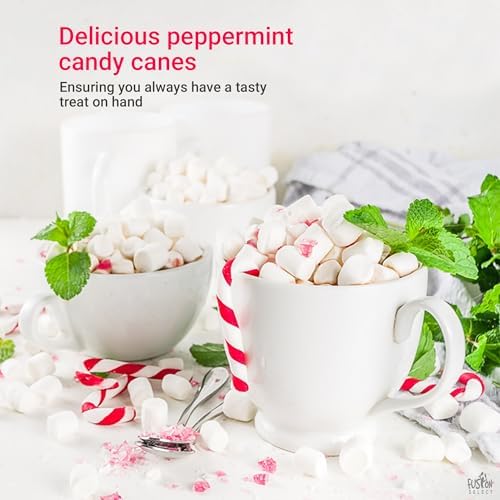 Fusion Select 100 Pcs Mini Candy Canes - Striped Christmas Candies, Sweet Goodies for the Holidays - Naturally Flavored Mini Peppermint Confections for Yuletide Parties, Stocking Stuffers, Gifts