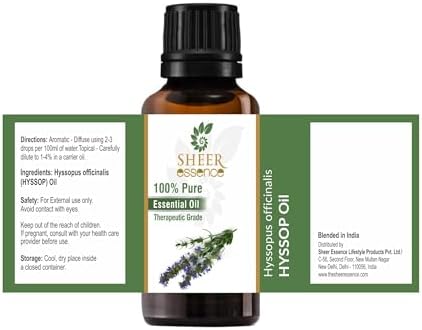 Hyssop Oil -(Hyssopus Officinalis)- Essential Oil 100% Pure Natural Undiluted Uncut Therapeutic Grade Oil 1.01 Fl.OZ