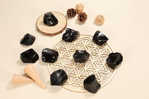 PESOENTH Obsidian,2pc 1.57"-2.17" Large Raw Black Obsidian Crystals Healing Stones,Natural Gemstones Rocks for Tumbling,Fountain Rocks,DIY Decoration Wicca & Reiki Spiritual Gifts