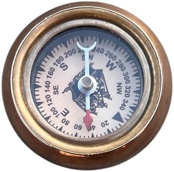 Marine Telescope Walking Stick,Victorian Vintage Brass Compass On Top Spyglass Handle, Antique Style Wooden Cane,Steampunk Fancy Cane,Foldable Walking Stick 36" Inches for Men and Women