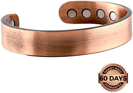 Pure Copper Plain Magnetic Heavyweight Cuff Bracelet for Men, with 8 Magnets 3500 Gauss