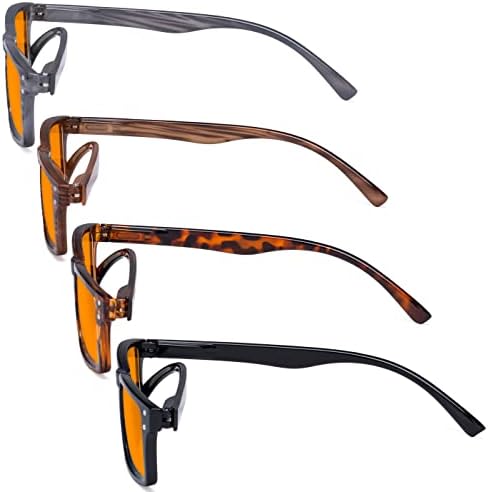 Eyekepper 4 Pack Blue Light Filter Glasses Blocking Digital Glare Readers for Women Men Reading Computer Screen Orange Tinted +0.50