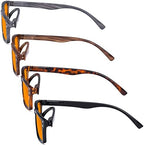 Eyekepper 4 Pack Blue Light Filter Glasses Blocking Digital Glare Readers for Women Men Reading Computer Screen Orange Tinted +1.00