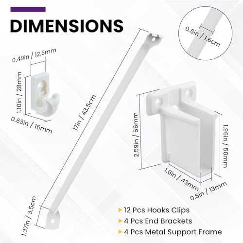 20Pcs 12 Inch Wire Shelf Brackets Kit, Includes Shelf Support and End Brackets Wire Shelf Clips with Anchors and Screws for Wardrobe Closet Wall Shelving Installation (4 Set)