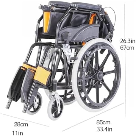 Safety Wheelchair Manual Wheelchairs Carbon Steel Folding Transport Chair Self-propelled Wheelchairs with 16.9 Inch Seat Transport Wheelchair Easy to Carry