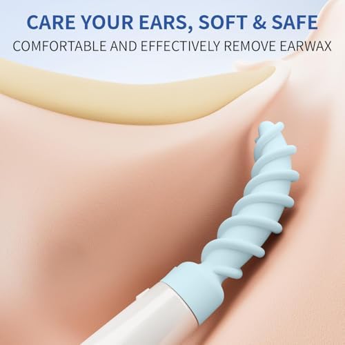 Ear Wax Removal Tool, Multifunctional Spiral Ear Cleaner, Q Grips Earwax Cleaning Tool with 9 Replacement Tips, Washable Ear Wax Removal Kit for Deep Cleaning Ear Picks