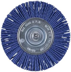 Century Drill & Tool 77443 4" Fine Nylon Radial Brush, 150 Grit, 1/4" Quick Change Shank, 4,500 RPM - Nylon Bristles for Metal, Wood, Plastic, Masonry
