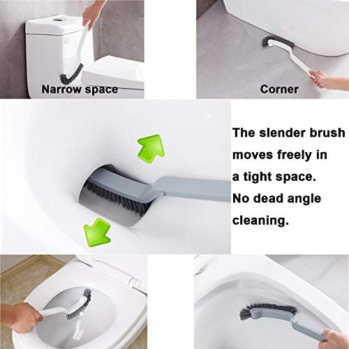 Bathroom Brushes Kitchen Cleaning Brush Set Toilet Bowl Brush Scrub Brush Home Cleaner Floor Stiff Bristles with Adhesive Hooks Plastic Handle Durable 13.5-Inch Deep Cleaning