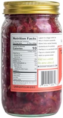 Raw Organic Fermented Unpasteurized Sauerkraut, “Borscht” Variety [Vegan, Gluten Free, Non-GMO, Probiotic] 16 oz Glass Jar by Wise Goat Organics