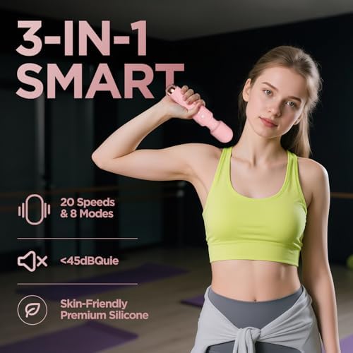 Personal Massager - 4H Max Runtime & Ultra-Quiet - Waterproof - 20 Modes 8 Speeds for Deep Tissue Back Massage, Post-Workout Recovery and Neck Muscle Relaxation（Pink）