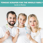 RONAVO Tongue Scraper, Disposable Tongue Cleaner, 2 in 1 BPA Free Tongue Brush, Brushing and Scraping for Oral Care Hygienic, with Travel Case, Fight Bad Breath, 4 Pack