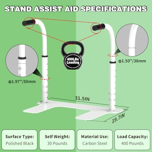 Heavy Duty Couch Stand Assist, Height & Width Adjustable Standing aid & Support Device, Chair/Sofa Stand Assist for Elderly Mobility & Daily Living Sit to Stand(400LBs Loading, White)