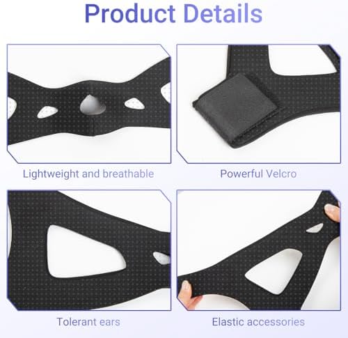 CPAP Chin Strap for Sleep, Anti Snoring Jaw Strap for Men & Women, Breathable Stop Snoring Solution to Keep Mouth Closed, Adjustable Snore Stopper & Sleep Support Device