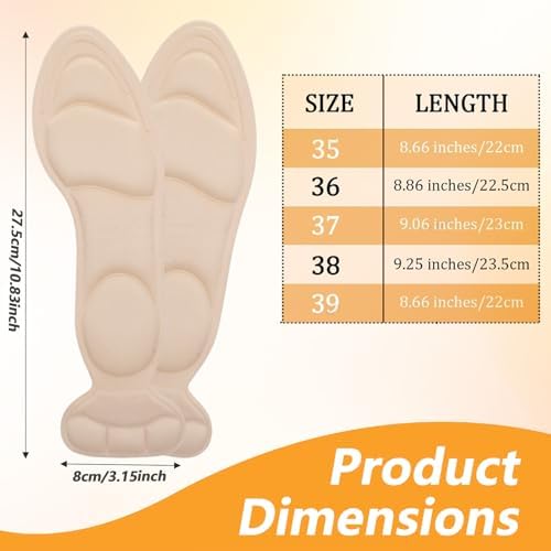 TIESOME 2 Pairs of High Heel Insoles, Sponge Insoles with High Heel Pads, Cuttable Highs Heels Insole for Loose Shoes, Heels Protectors, Arch Pain Relief Foot Pain