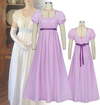 Regency Dresses for Women with Satin Sash Ruffle Empire Waist Dress Gown