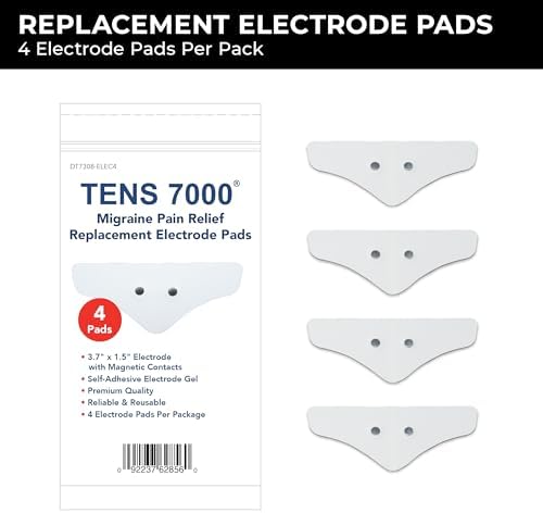 TENS 7000 Migraine Pads, 4 Count Per Pack – Compatible with TENS 7000 Migraine Relief Device, Replacement Pack, Wearable for Migraines and Migraña