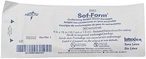 Medline Sterile Conforming Stretch Gauze Bandages, 4" x 75", Ideal for Wound Care, Pack of 96