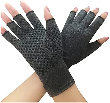 Lottoy 1Pair Soft Arthritis Gloves, Compression Glove for Arthritis for Women and Men,Arthritic Joint Pain Relief, Carpal Tunnel Wrist Support, Fingerless Arthritis Gloves for Computer Typing