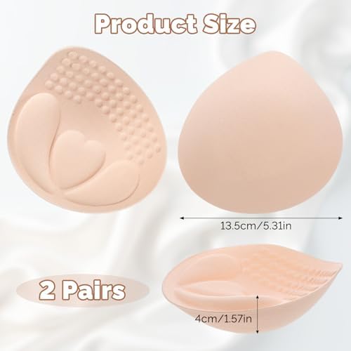 2 Pairs Bra Pad Inserts, 4cm Thick Breast Enhancers Insert for Push Up Removable Bra Cups Inserts for Women Dresses Swimsuits Bikini Sports