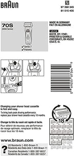 Braun Series 7 70S Replacement Cassette for Electric Shaver, Compatible with Pulsonic and 9000 Series, Pack of 2