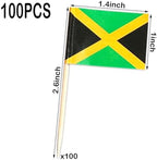 100PCS Jamaican Toothpick Cupcake Toppers Jamaica Party Supplies Cocktail Picks Toppers Decorations Jamaica Independence Day Party Decors for Jamaican Festival Party Favors