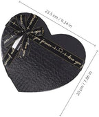 PRETYZOOM Heart Shaped Black Box with Bowknot Lid for Valentines Day Chocolate Candy Flower Packaging, Anniversary Present Box for Weddings and Birthdays