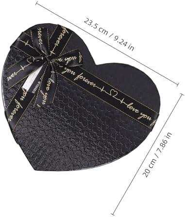 PRETYZOOM Heart Shaped Black Box with Bowknot Lid for Valentines Day Chocolate Candy Flower Packaging, Anniversary Present Box for Weddings and Birthdays