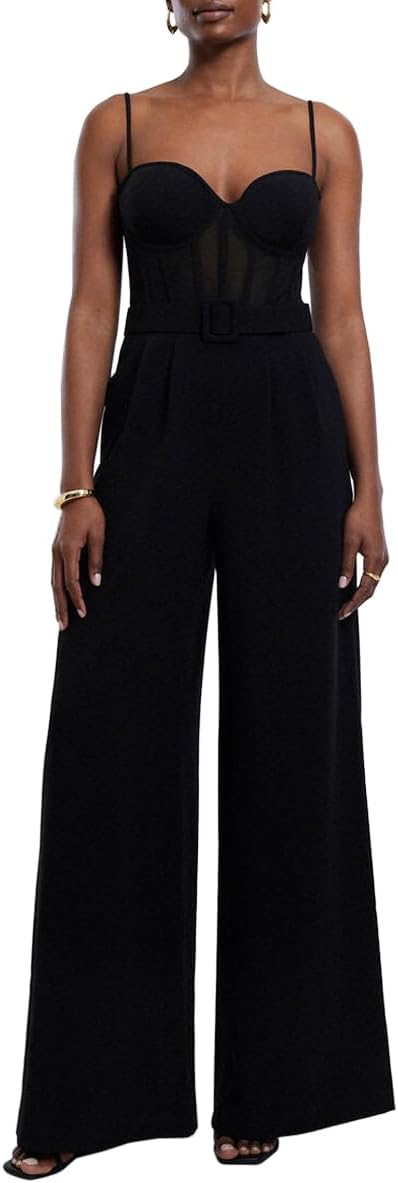 BCBGMAXAZRIA Women's Sleeveless Sweetheart Neck Bustier Jumpsuit