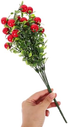 ABOOFAN Artificial Cherry Stems and Red Berries Branches 3 Bunches Faux Cherry Tree Decor for Home Wedding Christmas Party Decoration
