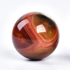 JIC Gem Natural Red Agate Crystal Ball Round Healing Crystals Decorative Sphere with Wooden Stand Meditation Home Decor 2.3-2.7 inch (60-70mm)