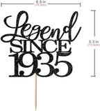 Legend Since 1935 Cake Topper 91th Birthday Happy Birthday Cake Topper Men and Women Cheer 91 Years Old Handmade Black Glitter Cake Decoration (1935)